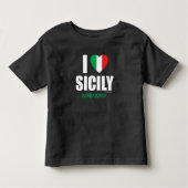 私はシチリア国旗のハートイタリアン幼児ティーシャツが大好き トドラーTシャツ (正面)