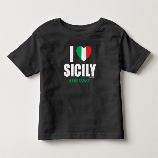 私はシチリア国旗のハートイタリアン幼児ティーシャツが大好き トドラーTシャツ (正面)