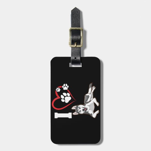 私はシベリアン・ハスキー犬が好きです |ホームデコールギフト ラゲッジタグ (正面縦)