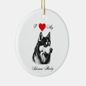 私はシベリア・ハスキーの基準が大好き セラミックオーナメント (右)