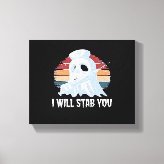 私はシャツを刺す、幽霊ナースハロウィーンヴィン キャンバスプリント (正面)