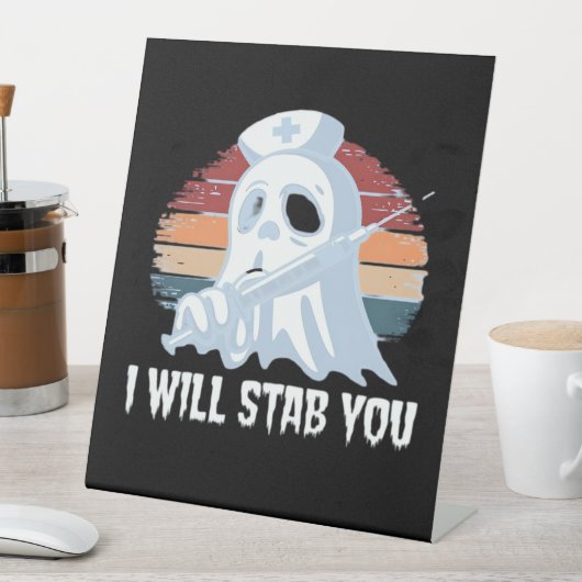 私はシャツを刺す、幽霊ナースハロウィーンヴィン 台座サイン (インサイチュ)