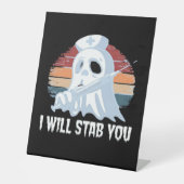 私はシャツを刺す、幽霊ナースハロウィーンヴィン 台座サイン (正面)