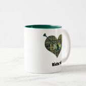 私はシャベルであなたの黄色のグリッドハートを掘る ツートーンマグカップ (正面右)