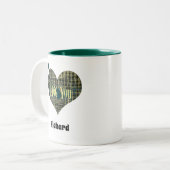 私はシャベルであなたの黄色のグリッドハートを掘る ツートーンマグカップ (正面左)