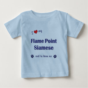 私はシャム私の炎ポイントを愛します(オス猫) ベビーTシャツ