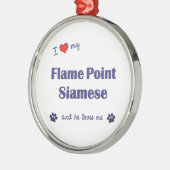 私はシャム私の炎ポイントを愛します(オス猫) メタルオーナメント (左)