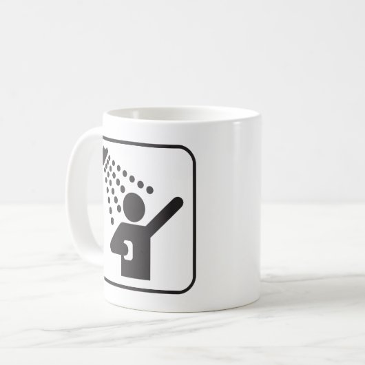 私はシャワーペットでいら立たせます恥をかくことを小便をします コーヒーマグカップ (正面左)