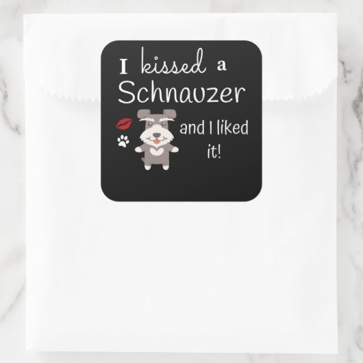 私はシュナウザーにキスし、私はそれを可愛い犬のキスが好き スクエアシール (バッグ)