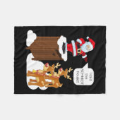 私はシュミットハウスおもしろいクリスマスサンタと言った フリースブランケット (正面(横))