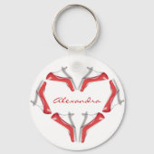 私はシューズヒールのハートパーソナライズされたキーチェーンが大好き キーホルダー (正面)