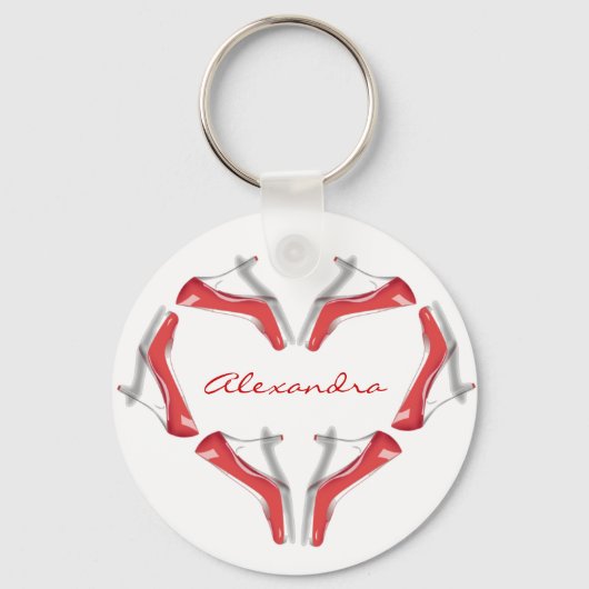 私はシューズヒールのハートパーソナライズされたキーチェーンが大好き キーホルダー (正面)