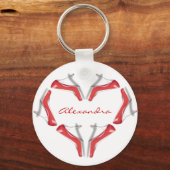 私はシューズヒールのハートパーソナライズされたキーチェーンが大好き キーホルダー (正面)