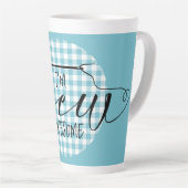 私はシュー・ブルー素晴らし・ギンガム カフェラテマグ (右アングル)