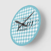 私はシュー・ブルー素晴らし・ギンガム ラウンド壁時計 (傾斜)