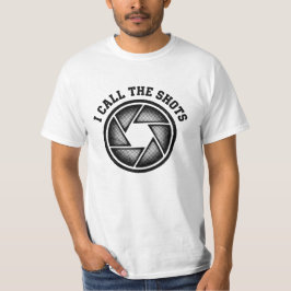 私はショットを呼びます 面白い写真家 カメラ絞り Tシャツ