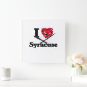 私はシラキュースニューヨークが大好き スクエア壁時計 (ホーム)
