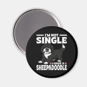 私はシングルじゃない Sheepadoodleの仔犬が大好きだから マグネット (正面/裏面)
