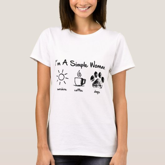 私はシンプルの女性の日光のコーヒー犬のコーヒーです Tシャツ (正面)