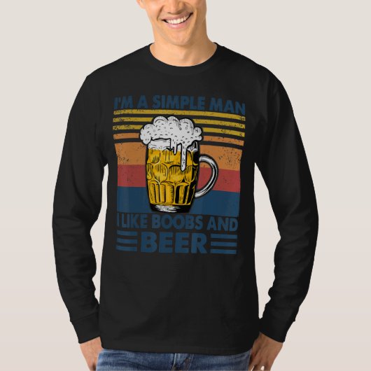 私はシンプルの男で好きなボブズとビールのドリンカーD Tシャツ (正面)
