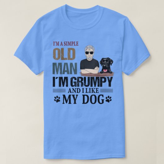 私はシンプル年老いて不機嫌で犬が好き Tシャツ (デザイン正面)