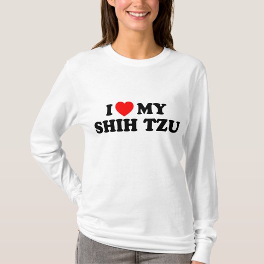 私はシーズー（犬）のTzuの私のTシャツを愛します Tシャツ (正面)