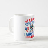 私はシーズー（犬）ツスとアメリカが大好き コーヒーマグカップ (正面左)
