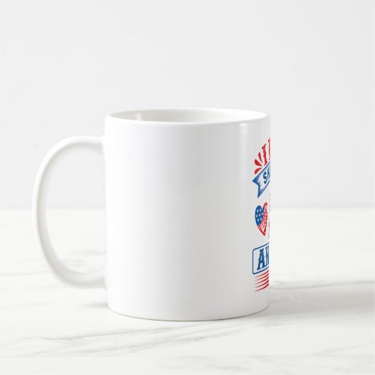 私はシーズー（犬）ツスとアメリカが大好き コーヒーマグカップ (左)