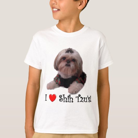 私はシーズー(犬) Tzuを愛します Tシャツ (正面)