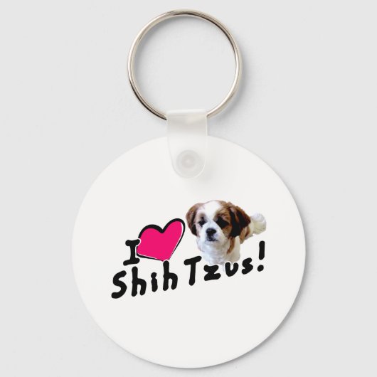 私はシーズー（犬）Tzusが大好き！ キーホルダー (正面)