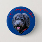 私はシーパドールドッグブリードブルーボタンが大好き 缶バッジ (正面)