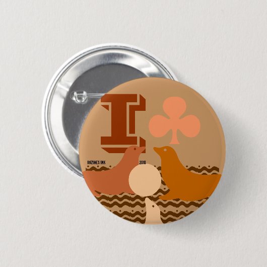 私はシールをクラブする。冗談だよ人々！アザラシが大好き！ 缶バッジ (正面&裏面)