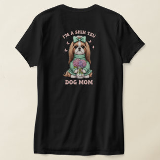私はシー・ズー・ママ - かわいい花柄セーター デザイン Tシャツ