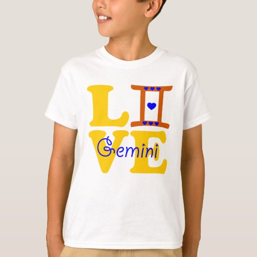 ♊★😍私はジェミニ最高の〔占星術の〕十二宮図サインクルーネック大好き Tシャツ (正面)