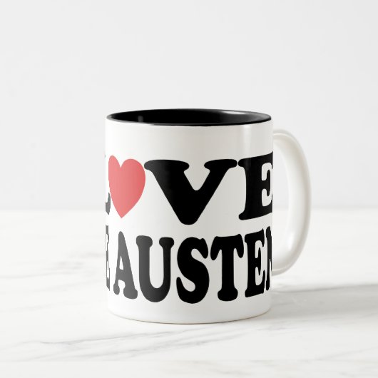 私はジェーンAustenのマグを愛します ツートーンマグカップ (正面右)