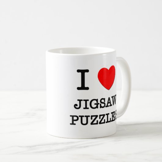 私はジグソーパズルを愛します コーヒーマグカップ (正面右)