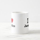 私はジャクリーンのハートTシャツが大好きです コーヒーマグカップ (中央)