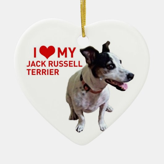 私はジャック私のラッセルテリアを愛します セラミックオーナメント (正面)