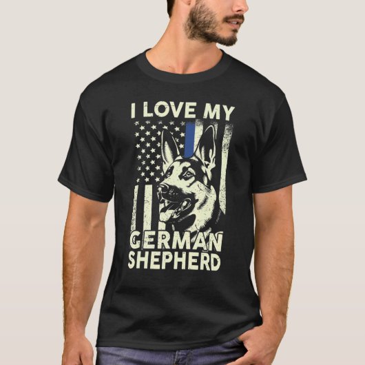 私はジャーマンシェパードが大好きな男性 Tシャツ (正面)