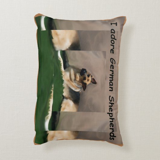 私はジャーマン・シェパードの装飾用クッションを崇拝します アクセントクッション (裏面(縦))