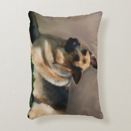 私はジャーマン・シェパードの装飾用クッションを崇拝します アクセントクッション (正面(垂直))