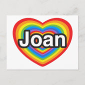 私はジョアンが大好きだ。私はジョアンあなたを愛している。ハート ポストカード (正面)