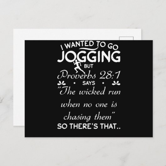私はジョギングに行きたかったが、聖書の詩を諺に ポストカード (正面/裏面)