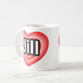 私はジルが大好きです。私は君のジルが大好きだ。ハート コーヒーマグカップ (正面左)