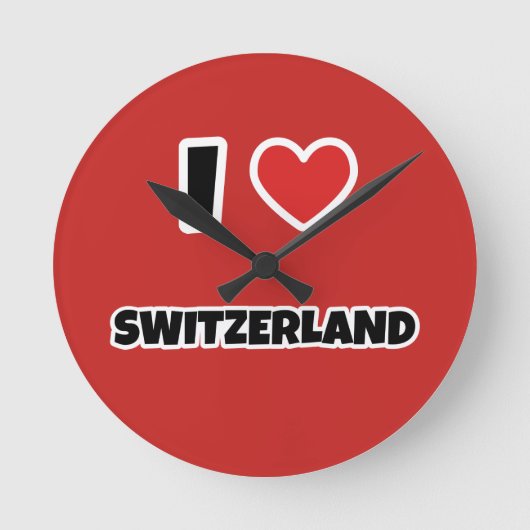 私はスイスが大好きです ラウンド壁時計 (正面)