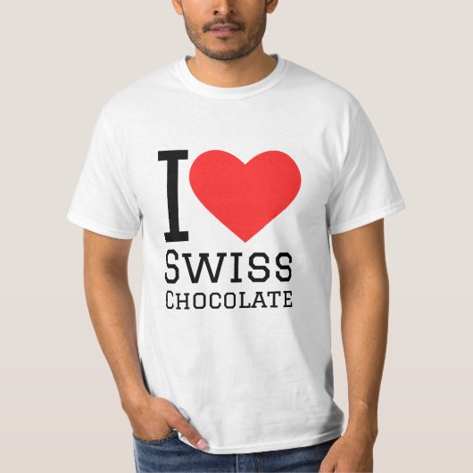 私はスイスのチョコレートが大好きだ Tシャツ (正面)