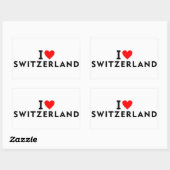 私はスイスの国が大好きで、ハート旅行も好きだ 長方形シール (シート)