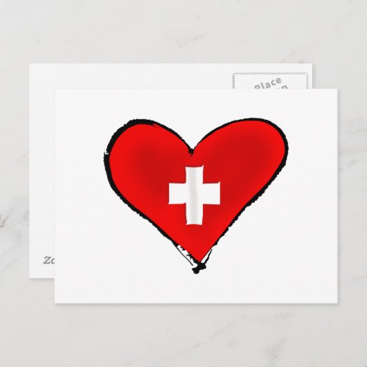 私はスイス国旗のハートデザインギフトが大好き ポストカード (正面/裏面)