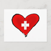 私はスイス国旗のハートデザインギフトが大好き ポストカード (正面)