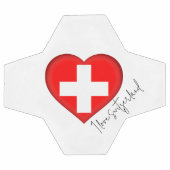 私はスイス国旗の色ハートサッカーボールが大好き サッカーボール (フラット)